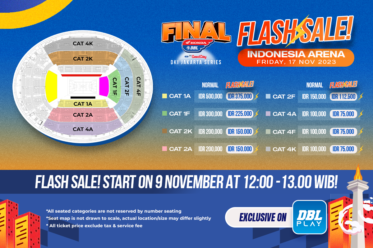Tiket Final Honda DBL with Kopi Good Day 2023 DKI Jakarta Series di Indonesia Arena 