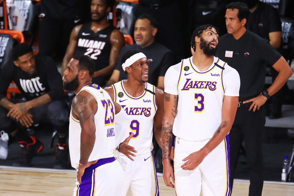 Rajon Rondo LeBron James Anthony Davis Lakers 2020